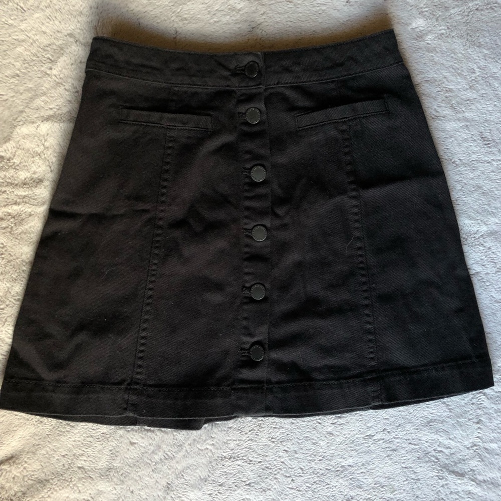 Divided black button up Jean skirt